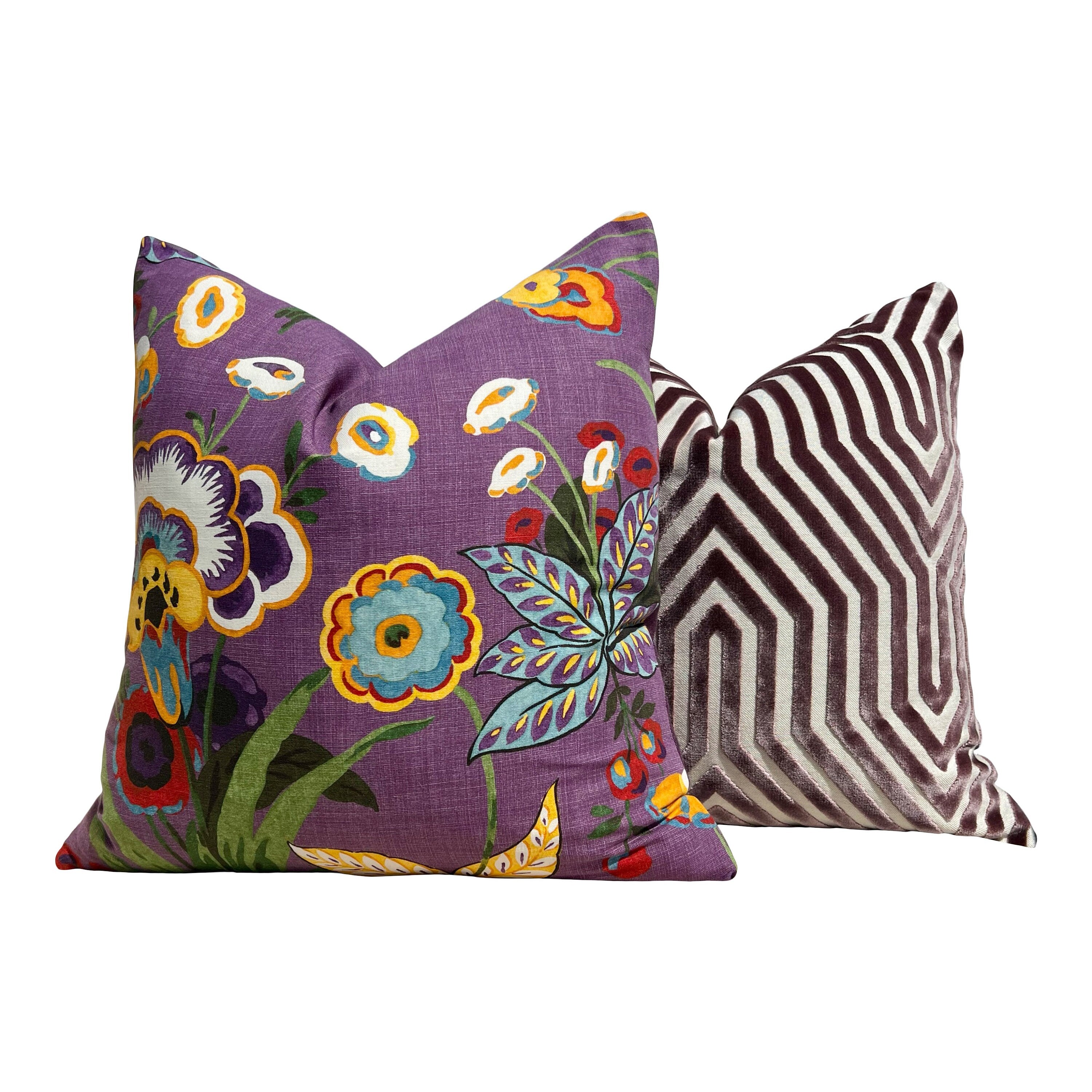 Vanderbilt Velvet Pillow in Lilac. Velvet Lumbar Cushion Case, Geometric Decorative Velvet Throw Pillow, Chevron Luxurious Pillow