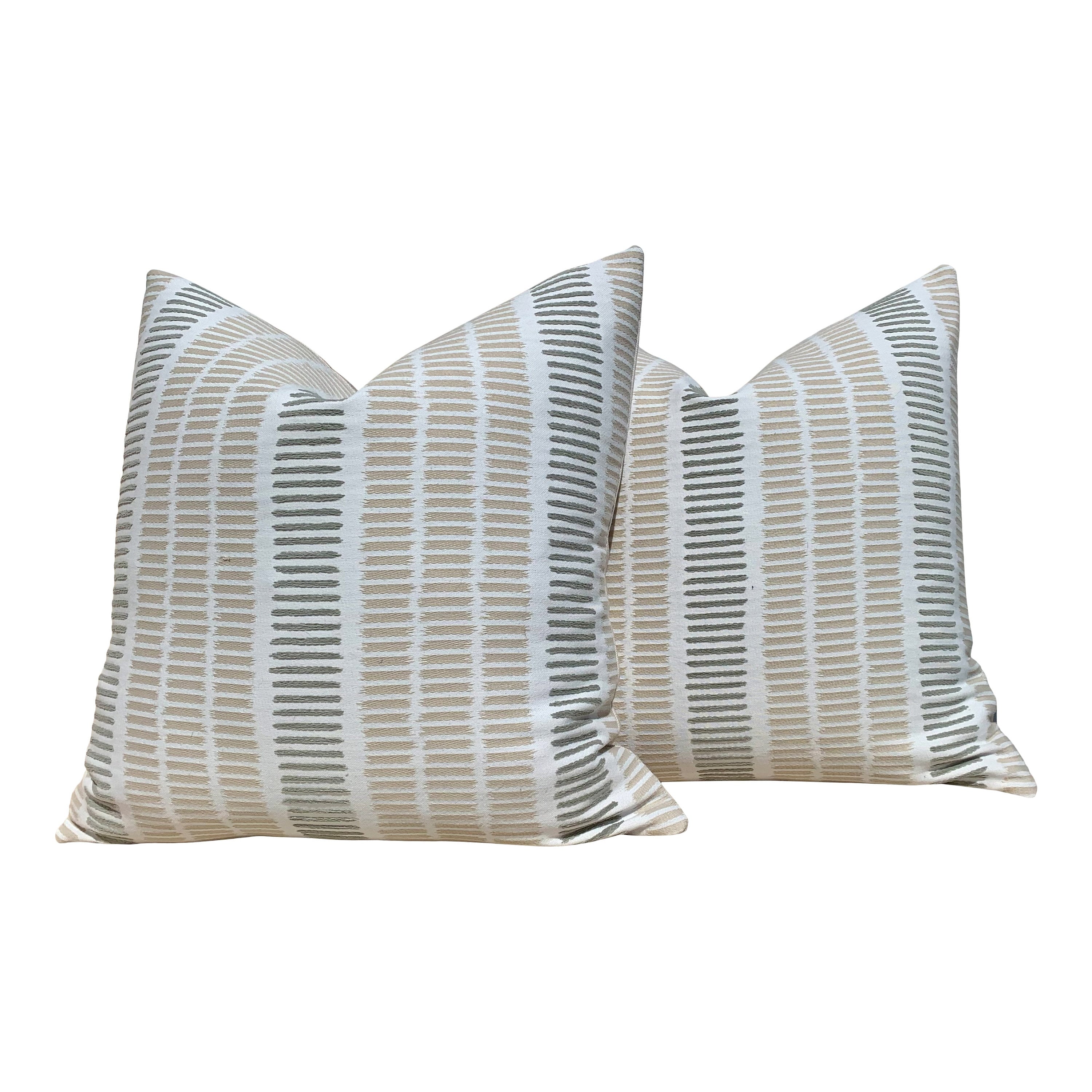 Outdoor Thibaut Topsail Woven Pillow in Flax, Sunbrella Pillow Lumbar striped pillow beige outdoor cushion cover designer outdoor pillow