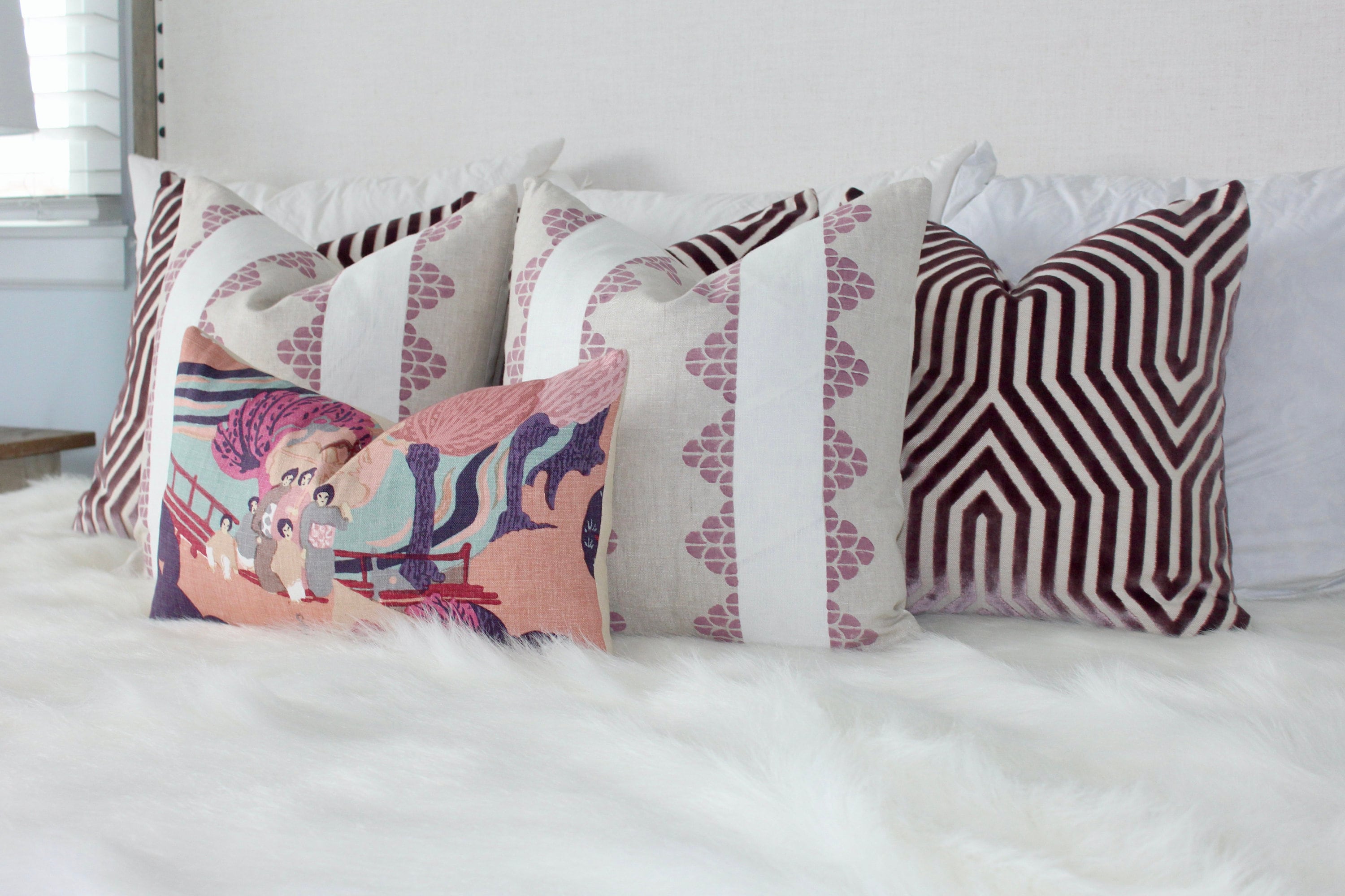 Thibaut Dhara Stripe Pillow in Plum. Lumbar Striped Accent Pillow Cover, Decorative Pillow Sham, Designer Pillow, Accent Pillow Throw