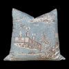 Load image into Gallery viewer, Cheng Toile Pillow in Robbin&#39;s Egg. Chinoiserie Pillow Cover, Designer Pillow, Decorative Pillow, Accent lumbar pillow, high end pillow