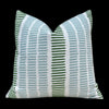 Load image into Gallery viewer, Outdoor Top Sail Striped Pillow in Aqua and Green. Designer Woven Decorative Sunbrella Outdoor Pillow Cover in Aqua and Green Stripes