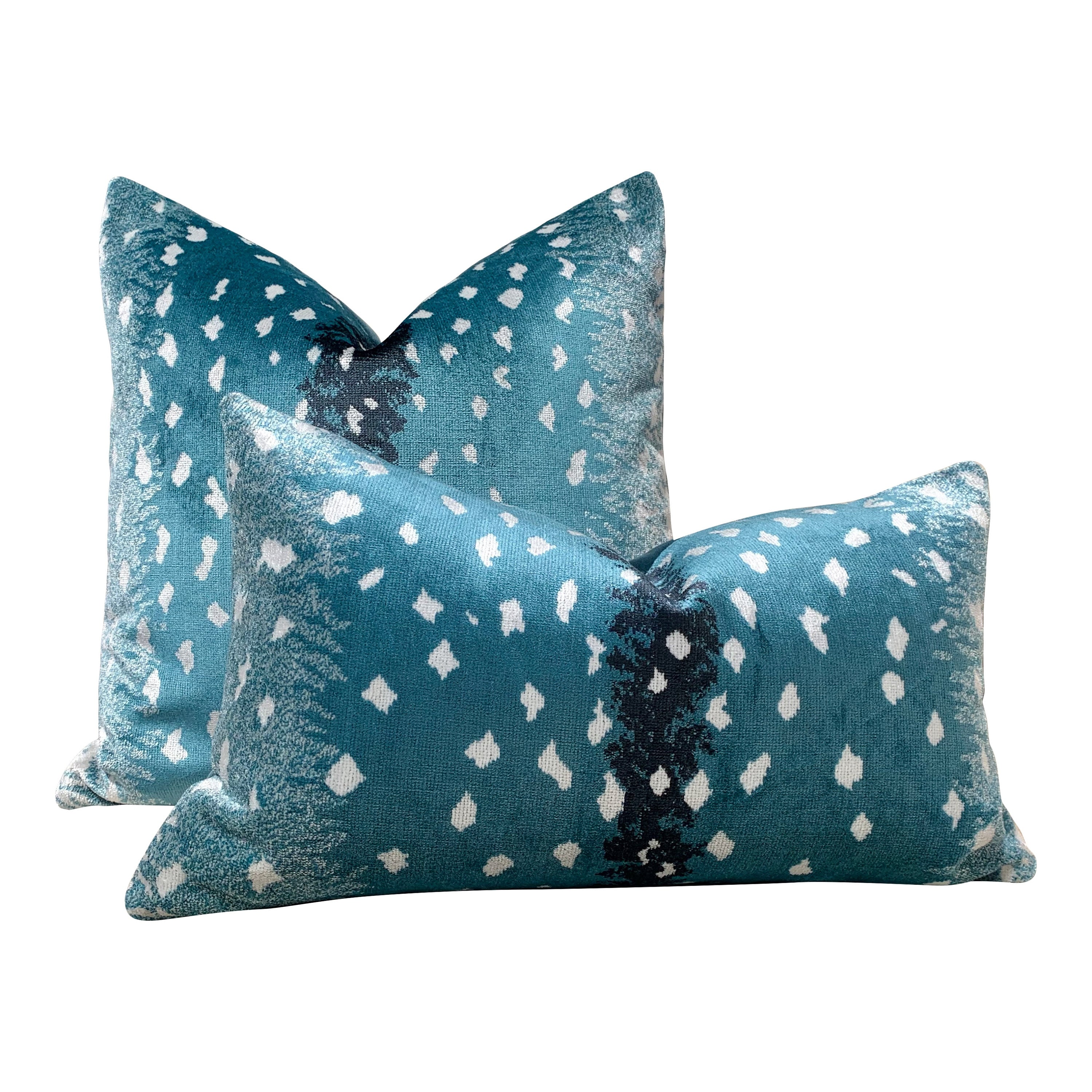 Antelope Velvet Pillow In Teal. Luxury Designers Velvet Accent Decorative Pillow  Lumbar Teal Animal Skin Decor, Teal Black Velvet Cushion