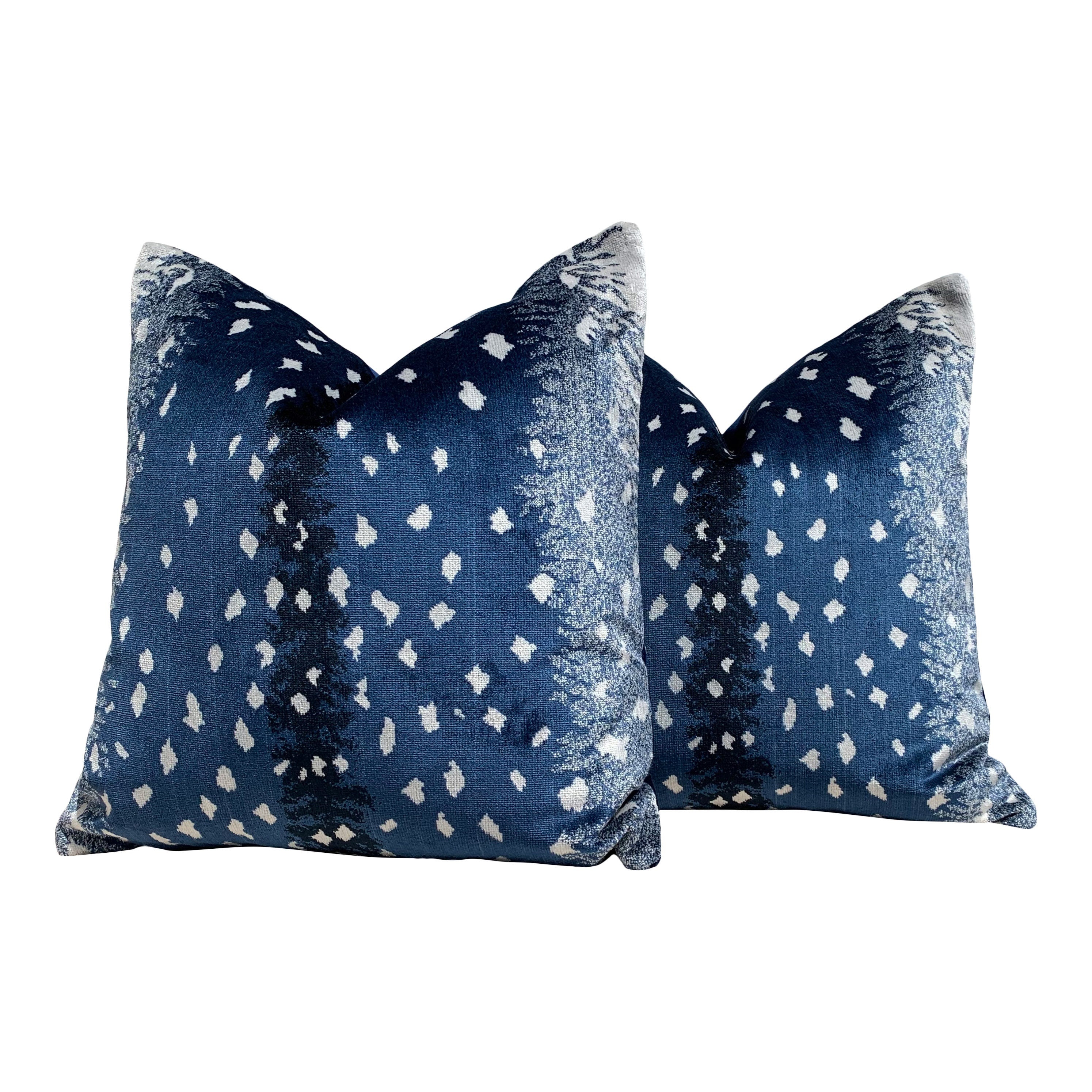 Antelope Velvet Pillow In Midnight. Luxury Velvet Pillow in Navy Blue, Lumbar Designer Animal Skin Velvet Pillow Cover Luxurious Gifts