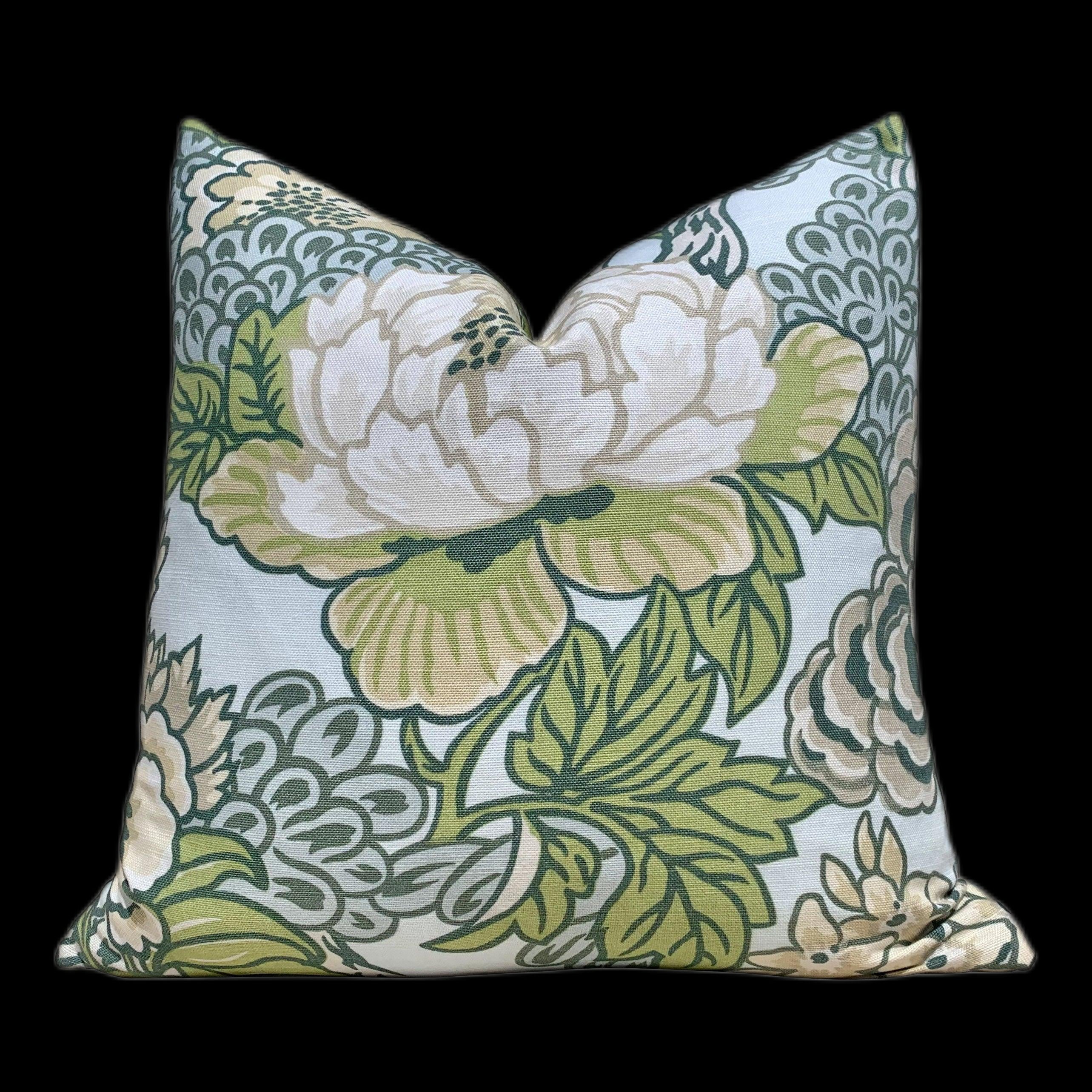 Thibaut Honshu Pillow in Robbin's Egg. Chinoiserie Floral Pillow, Accent Pillow cover, High End Cushion, Euro Sham, Designer Botanical Throw