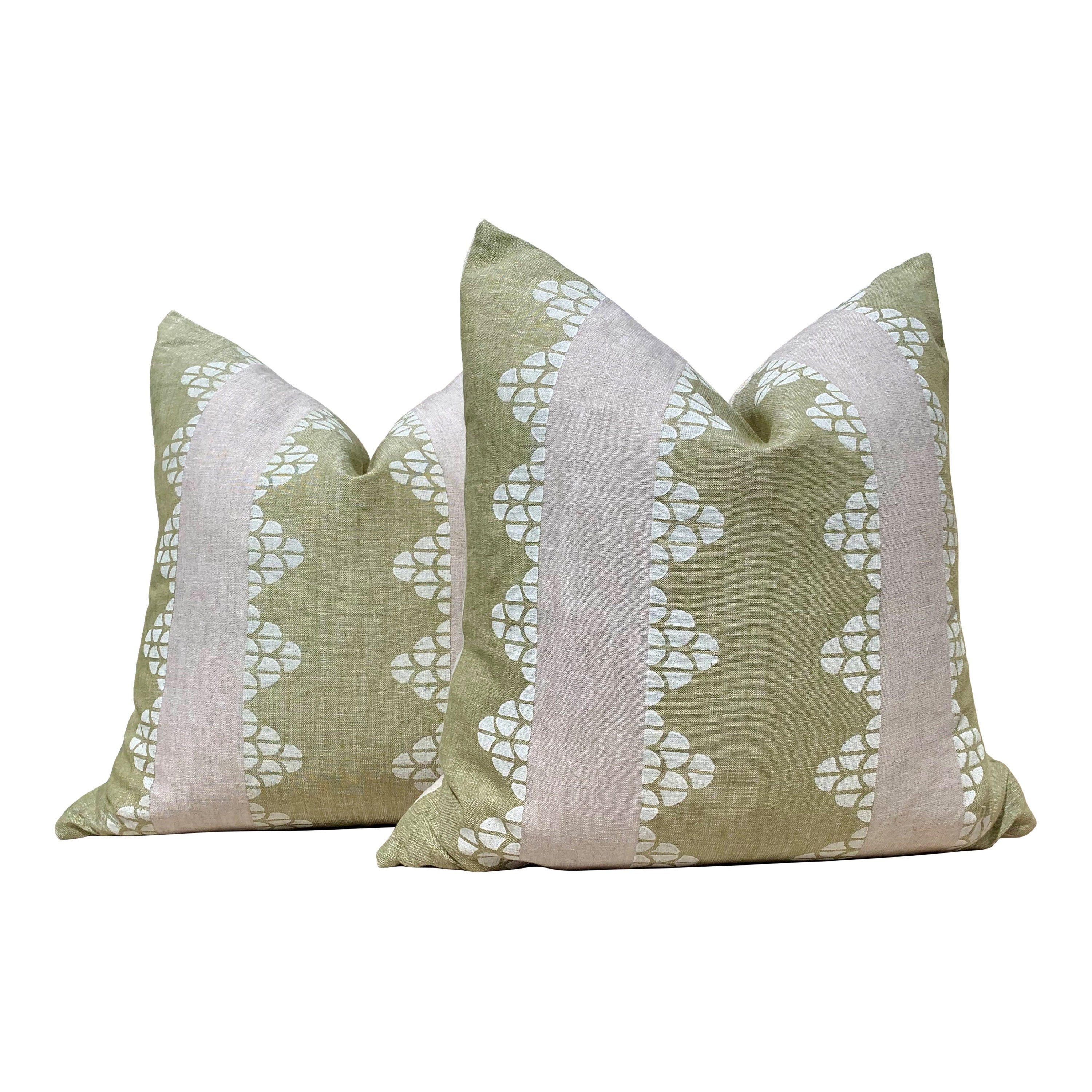 Thibaut Dhara Stripe Pillow Green. Lumbar Striped Green Pillow Cover, Euro Sham Pillow Cover, Stripe Decorative Pillow, Bedding Pillows