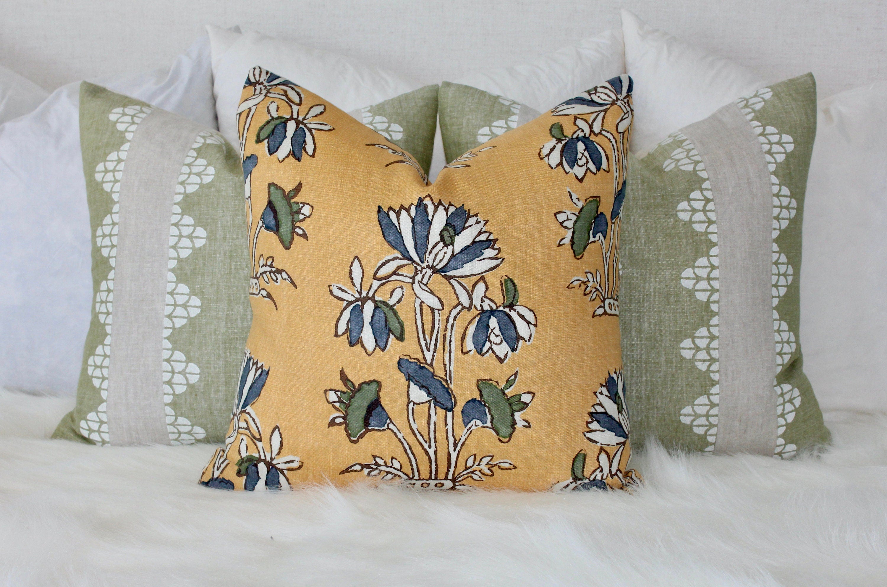 Thibaut Dhara Stripe Pillow Green. Lumbar Striped Green Pillow Cover, Euro Sham Pillow Cover, Stripe Decorative Pillow, Bedding Pillows