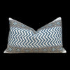 Load image into Gallery viewer, Designer Lumbar Striped Pillow in Aqua Blue. Chevron Blue White Pillow, Zig Zag Lumbar Pillow, Rectangular Cushion, Blue and White Slipcover