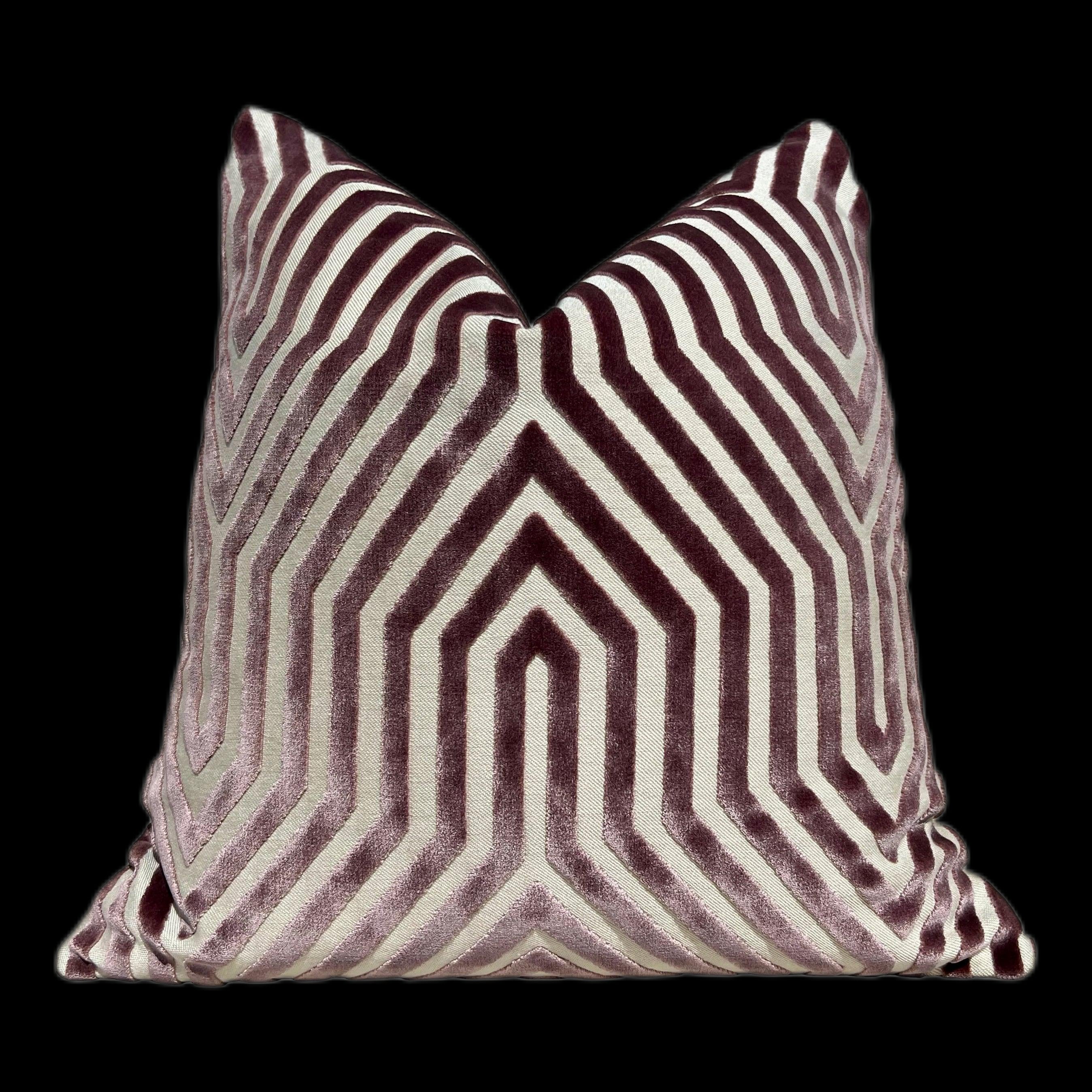 Vanderbilt Velvet Pillow in Lilac. Velvet Lumbar Cushion Case, Geometric Decorative Velvet Throw Pillow, Chevron Luxurious Pillow