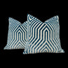 Schumacher Vanderbilt Velvet Pillow in Marine. Blue Velvet Lumbar Pillow, Long Lumbar Velvet Cushion, Chevron Plush Velvet Pillow