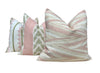 Load image into Gallery viewer, Anna French Burton Stripe Pillow in Blush and Green. Designer Pillows, Accent  Pink and Green Striped Pillow Cover, High End Pillow in Blush