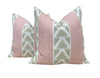 Load image into Gallery viewer, Anna French Burton Stripe Pillow in Blush and Green. Designer Pillows, Accent  Pink and Green Striped Pillow Cover, High End Pillow in Blush