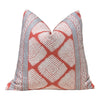 Load image into Gallery viewer, Thibaut Austin Striped  Pillow in Coral and Spa Blue. Lumbar Geometric Pillow Cover, Euro Sham Covers in Red and Blue, Designer Pillows