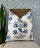 Load image into Gallery viewer, Thibaut Lily Flower Pillow in Blue and White. Designer Pillows, Accent Floral Pillow in Blue,  Euro Sham Cushion Cover, High End Pillows