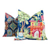 Load image into Gallery viewer, Thibaut Mystic Garden Pillow in Navy and Fuchsia. Designer Pillows // Mediterranean Pillows // Accent Cushion Cover // Decorative Pillow
