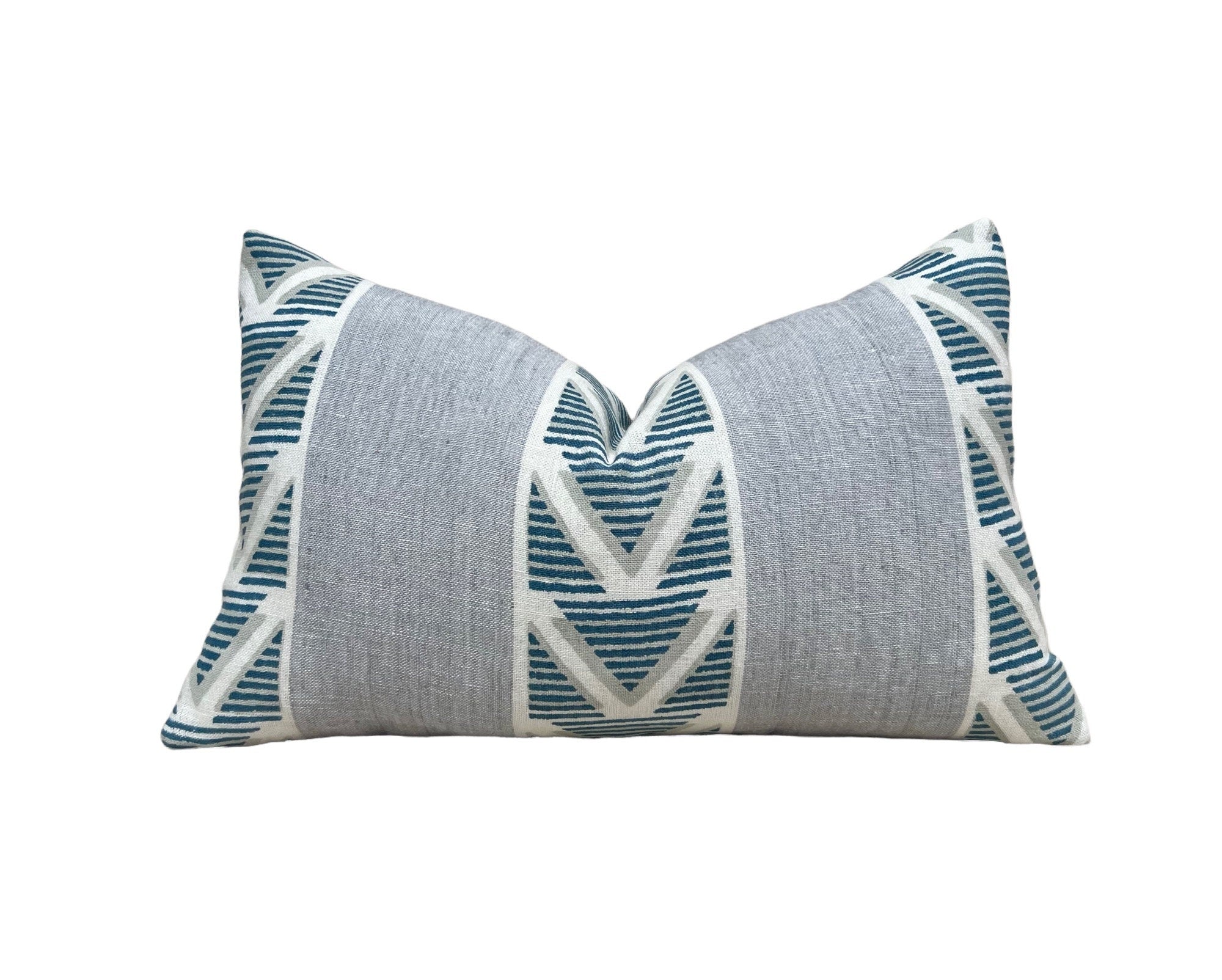 Anna French Burton Stripe Pillow in Light Blue. Designer Pillows, Accent Sky Blue Striped Pillow Cover, High End Chevron Pillow in Blue