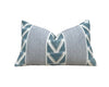 Load image into Gallery viewer, Anna French Burton Stripe Pillow in Light Blue. Designer Pillows, Accent Sky Blue Striped Pillow Cover, High End Chevron Pillow in Blue