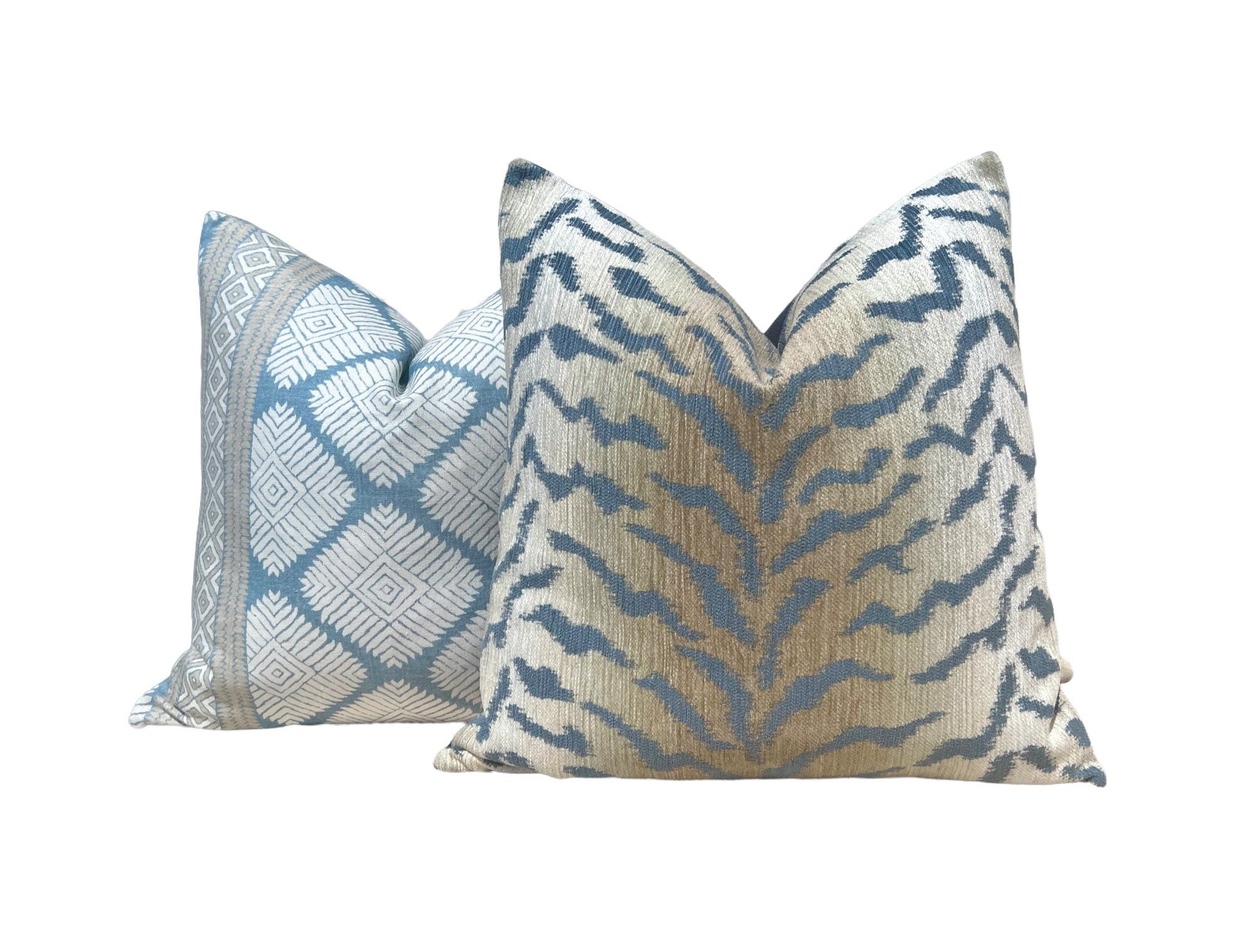 Thibaut Austin Striped Pillow in Spa Blue. High End Pillows, Euro Sham Covers Spa Blue, Designer Pillows, Lumbar Striped Pillow Aqua Blu.