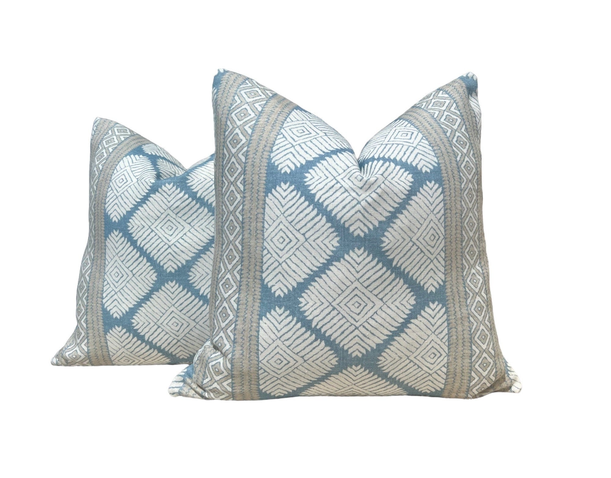 Thibaut Austin Striped Pillow in Spa Blue. High End Pillows, Euro Sham Covers Spa Blue, Designer Pillows, Lumbar Striped Pillow Aqua Blu.