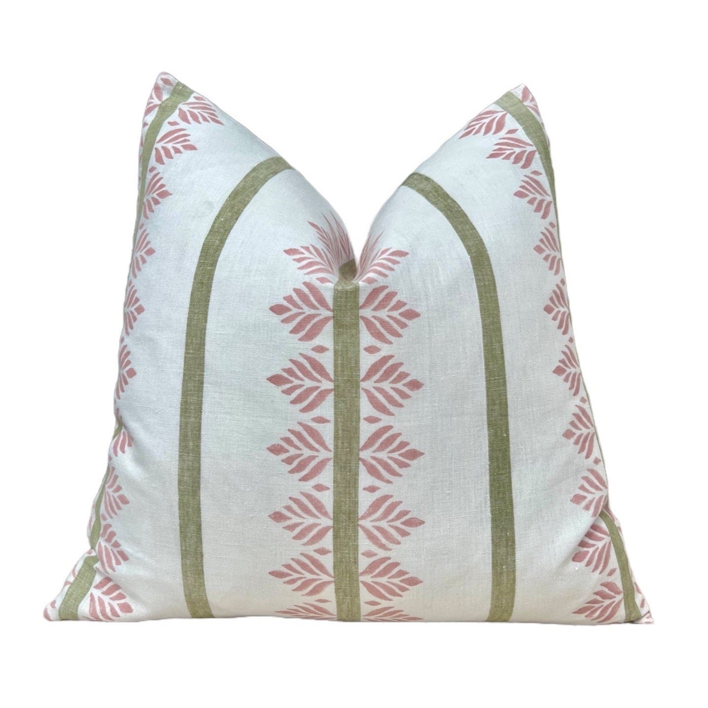 Designer Fern Stripe Pillow in Blush. Accent Stripe Pillow, Decorative Pillow Cover, Designer Pillows, Designer Lumbar Pillow Green Pink