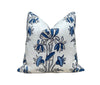 Load image into Gallery viewer, Thibaut Lily Flower Pillow in Blue and White. Designer Pillows, Accent Floral Pillow in Blue,  Euro Sham Cushion Cover, High End Pillows