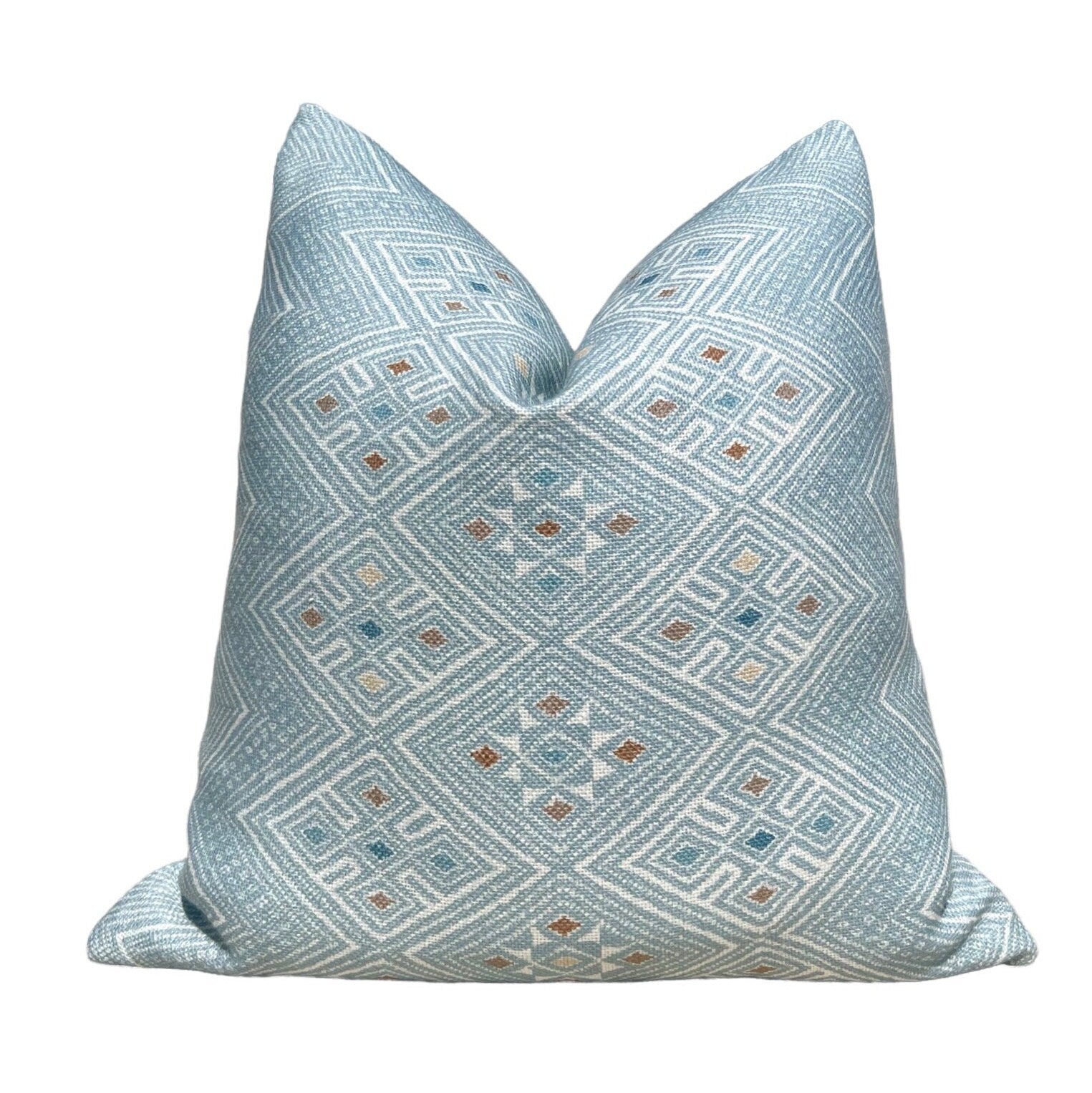Thibaut High Plains Pillow in Spa Blue. Designer Pillows, High End Pillows, Aqua Blue Pillow Cover, Zig Zag Light Blue Accent Pillows