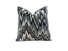 Thibaut Rhythm Velvet Pillow in Sterling and Navy. Designer Pillows // Zig Zag Velvet Pillow Covers // High End Pillows // Blue Gray Pillows