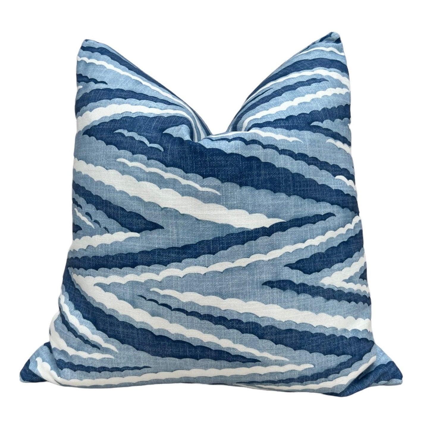 Thibaut Highland Peak in Blue. Designer Pillows, High End Pillows, Zig Zag Navy Blue and White Pillow Cover, Blue Stripes Pillow, Euro Sham