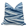 Load image into Gallery viewer, Thibaut Highland Peak in Blue. Designer Pillows, High End Pillows, Zig Zag Navy Blue and White Pillow Cover, Blue Stripes Pillow, Euro Sham