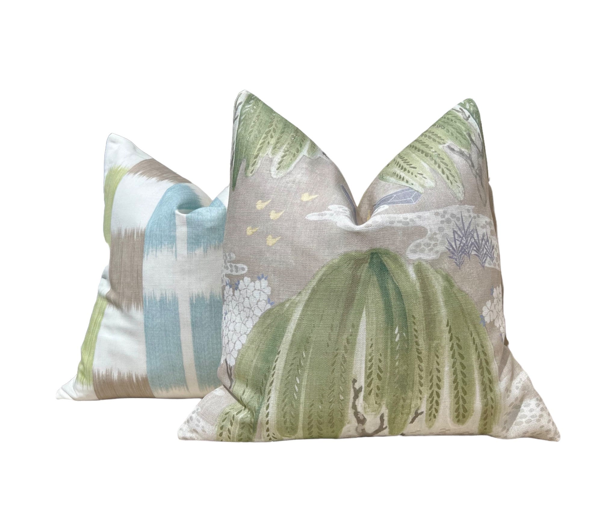 Thibaut Willow Tree in Beige, Green. Designer Pillows, Accent Beige Pillow, High End Pillows, Floral Pillow Cover, Lumbar Pillows, Euro Sham