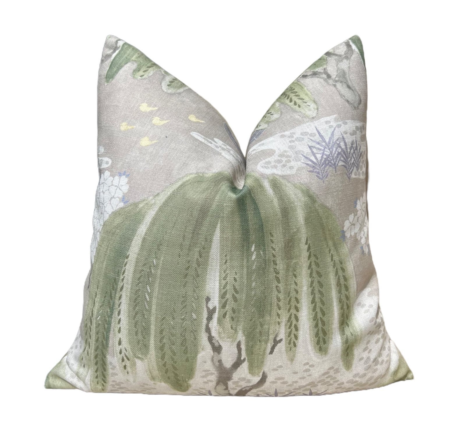 Thibaut Willow Tree in Beige, Green. Designer Pillows, Accent Beige Pillow, High End Pillows, Floral Pillow Cover, Lumbar Pillows, Euro Sham