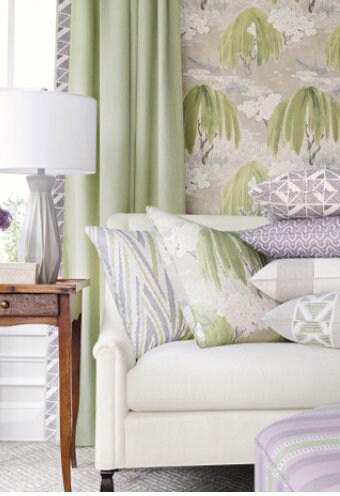 Thibaut Willow Tree in Beige, Green. Designer Pillows, Accent Beige Pillow, High End Pillows, Floral Pillow Cover, Lumbar Pillows, Euro Sham