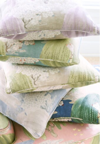 Thibaut Willow Tree Pillow in Navy, Teal. Designer Pillows, Accent Pillow Cover, High End Pillows, Euro Sham Case, Lumbar Floral Pillow