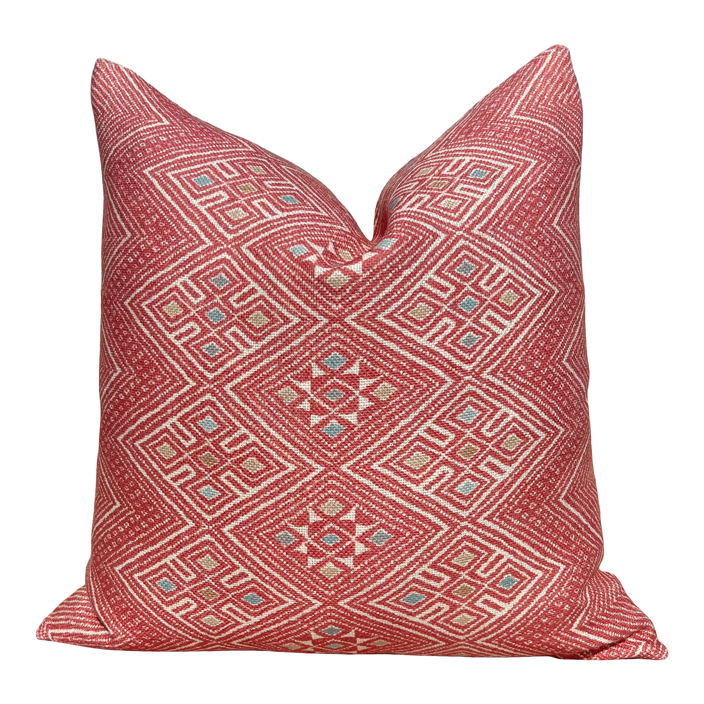Thibaut High Plains Pillow in Coral. Designer Pillows, High End Pillows, Coral Pillow Cover, Zig Zag Accent Pillows, Lumbar Geometric Pillow