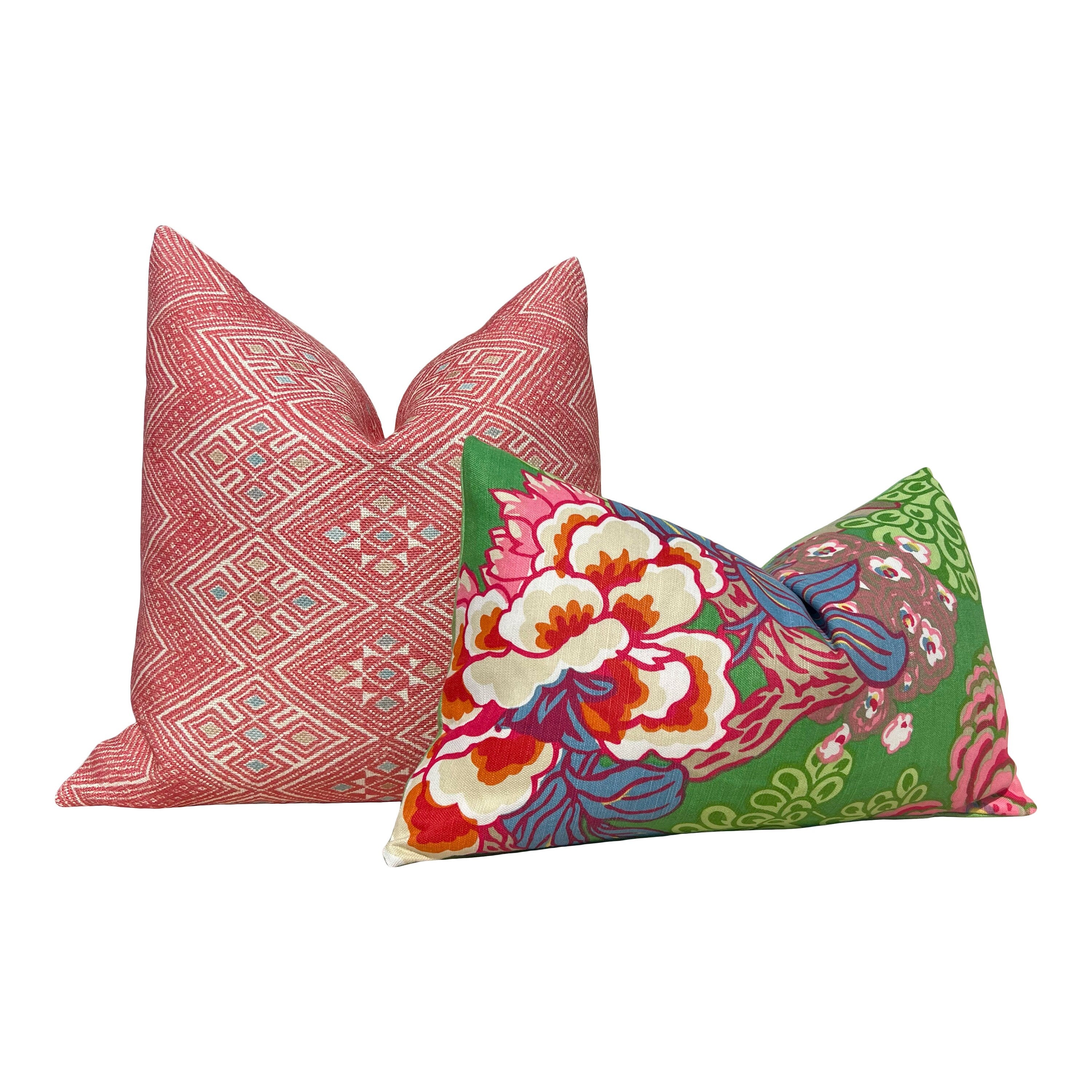 Thibaut High Plains Pillow in Coral. Designer Pillows, High End Pillows, Coral Pillow Cover, Zig Zag Accent Pillows, Lumbar Geometric Pillow