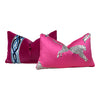 Designer Velvet Pillow in Fuchsia with trim. Designer Velvet Pillows, Accent Velvet Pillow, Lumbar Fuchsia Pillows, Extra long Lumbar.