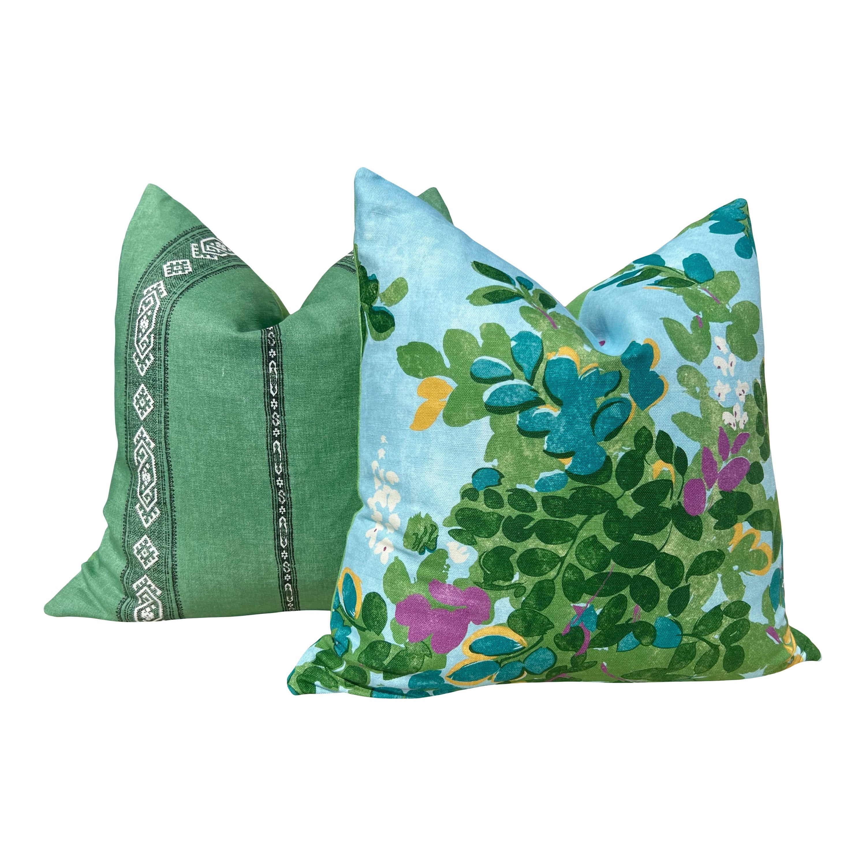 Thibaut Central Park Pillow in Blue and Green. Designer Pillow Cover, Accent lumbar pillow, High End Floral Pillow, Euro Sham Floral Case