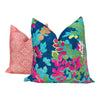 Thibaut Central Park Pillow in Navy and Fuchsia. Designer Pillow Cover, Accent lumbar pillow, High End Floral Pillow, Euro Sham Floral Case