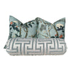 Katsura Pillow in Mist. Designer Aqua Pillows, High End Floral Pillow Case, Euro Sham Cover, Decorative Lumbar Pillows, Bedroom Floral Decor