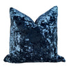 Designer Crushed Velvet Pillow in Navy Blue. High End Velvet Pillows, Lumbar Velvet Pillows, Euro Sham Pillows, Pillows for Sofa