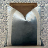 Load image into Gallery viewer, Designer Velvet Pillow in Luminous Aqua, Chevron Trim. High End Pillows, Velvet Lumbar Pillow Cover, Accent Velvet Pillow, Lumbar Velvet