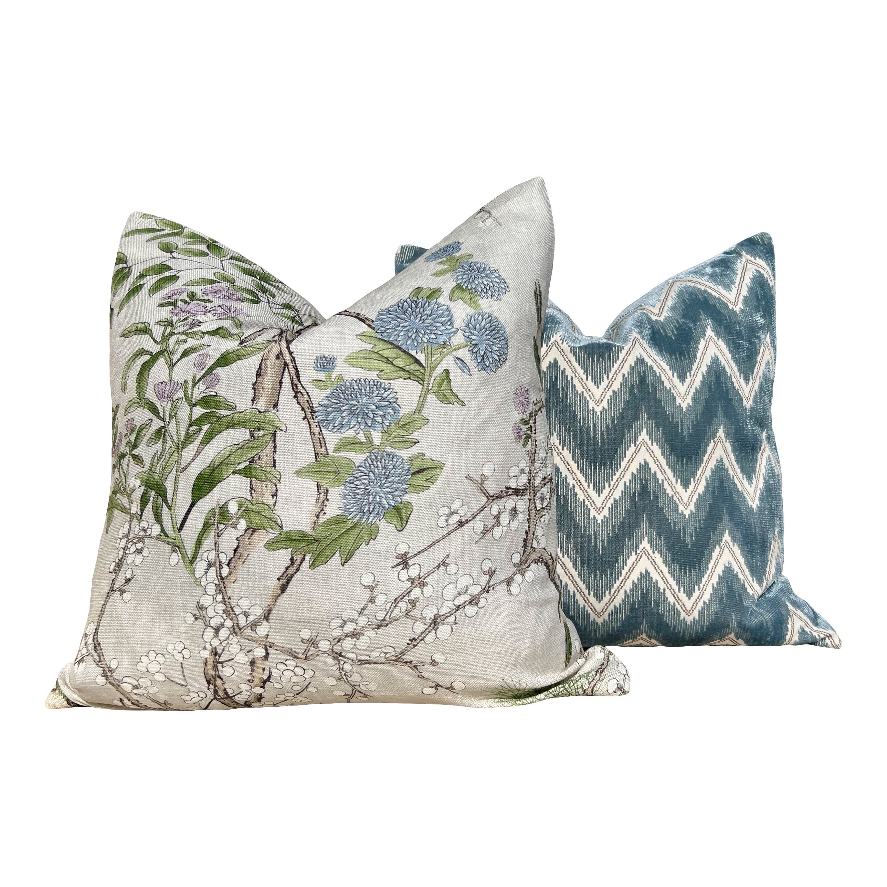 Katsura Pillow in Cream and Lavender. Designer Pillows, High End Floral Pillows, Euro Sham Cover, Decorative Lumbar Pillows, Bedroom Decor