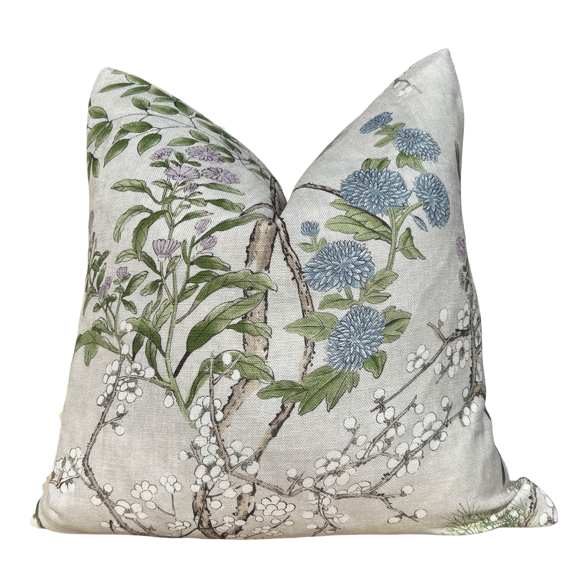 Katsura Pillow in Cream and Lavender. Designer Pillows, High End Floral Pillows, Euro Sham Cover, Decorative Lumbar Pillows, Bedroom Decor