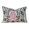 Schumacher Layla Paisley Lumbar Pillow in Multi Color. Designer Pillows, Accent Rectangular Pillows, High End Pillow Covers.