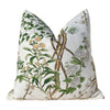 Katsura Pillow in Soft White and Green. Designer Linen Pillows, High End Floral Pillows, Euro Sham Cover, Decorative Lumbar Pillows