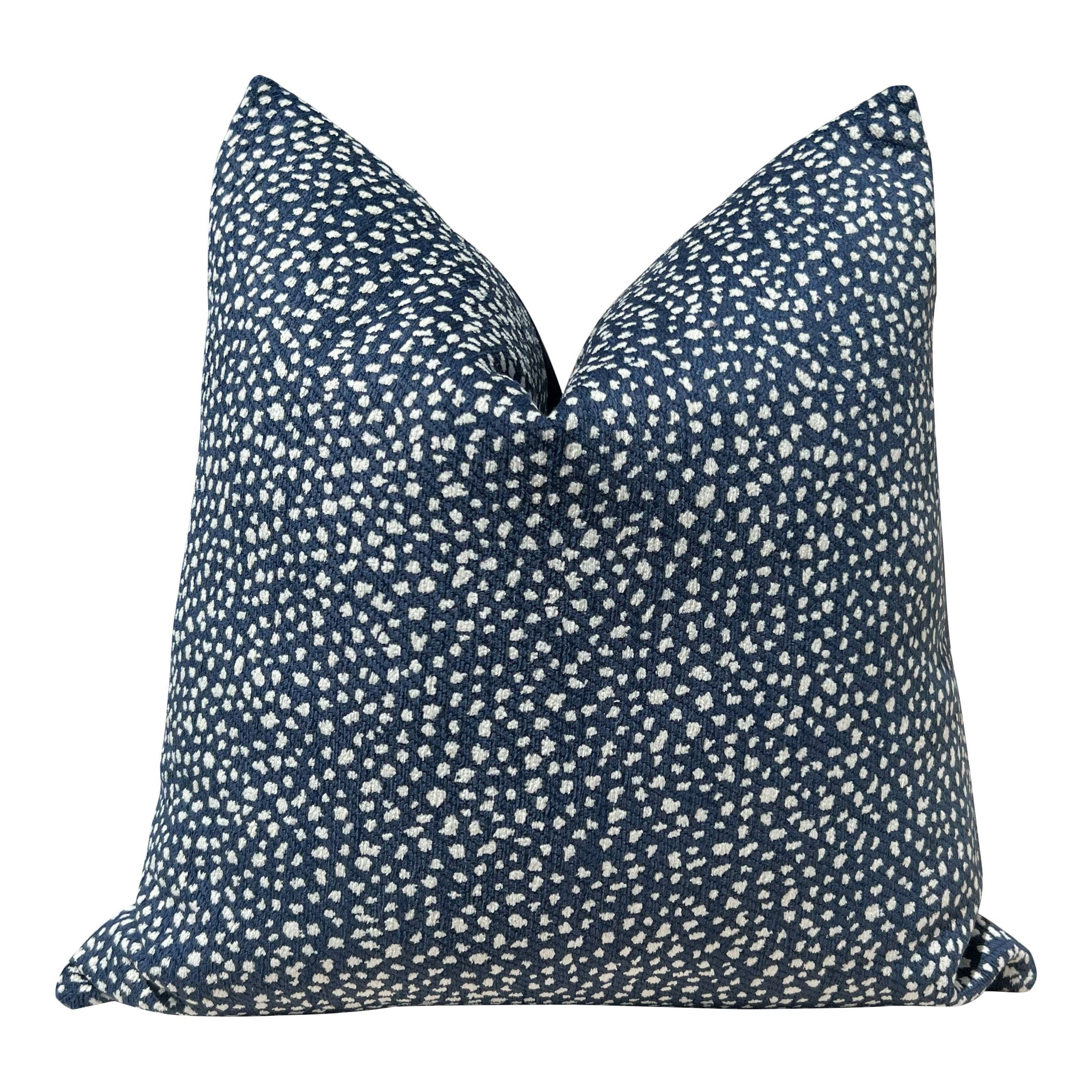 Thibaut Fawn Indoor Outdoor Pillow in Midnight. Outdoor Designer Pillows, High End Pillows, Navy Modern Pillow, Animal Print Lumbar Pillow