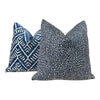 Load image into Gallery viewer, Thibaut Fawn Indoor Outdoor Pillow in Midnight. Outdoor Designer Pillows, High End Pillows, Navy Modern Pillow, Animal Print Lumbar Pillow