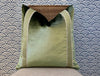 Designer Velvet Pillow in Luminous Green, Chevron Trim. High End Pillows, Velvet Lumbar Pillow Cover, Accent Velvet Pillow, Lumbar Velvet