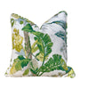 Schumacher Tropique Pillow in Citron. Designer Tropical Pillow Green, Aqua, High End Linen Pillow Cover in Citrus, Lumbar Palm Leaves Pillow