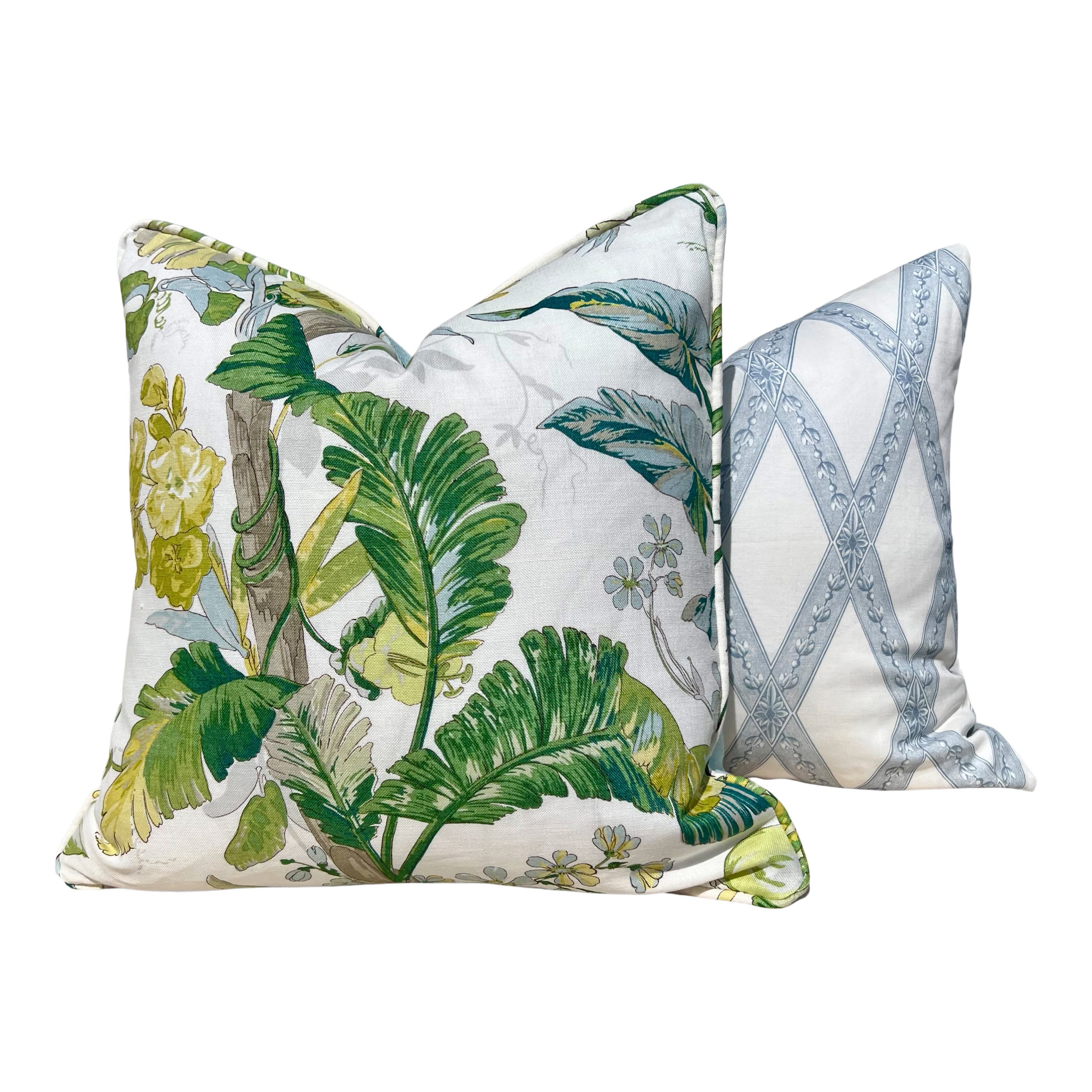 Schumacher Les Losanges Toile in Sky Blue. Designer Pillows, High End Pillow Covers, Trellis Throw Pillows, Euro Sham Cover, Lumbar Pillows