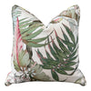 Load image into Gallery viewer, Schumacher Tropique Pillow in Blush. Designer Tropical Pillow Green, Blush, High End Linen Pillow Cover in Plush, Lumbar Palm Leaves Pillow